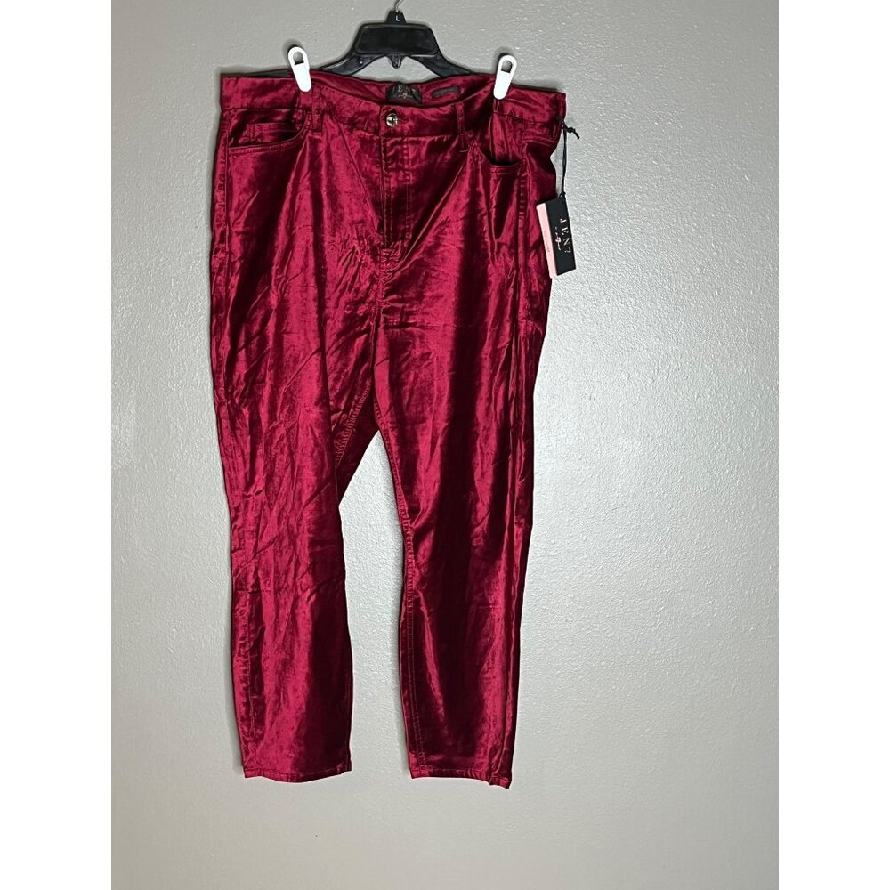 Jen7 By 7 For All Mankind Ankle Skinny Velvet Pants Size 18 Burgundy MSRP $109‎